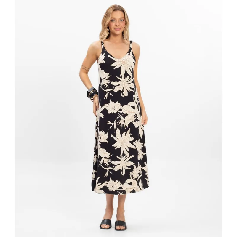 Vestido Super Midi Feminino Visco Maquinetada Preto P