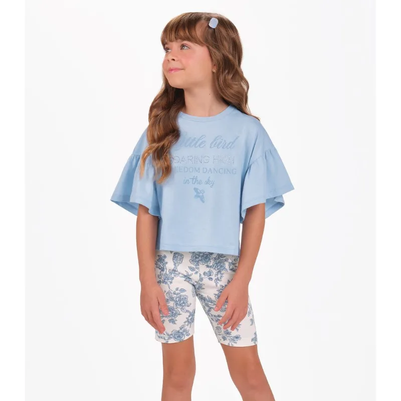 Conjunto Blusa com Ciclista Menina Trick Nick Azul 3