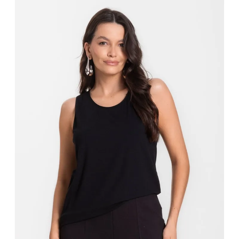 Regata Feminina Com Renda Infinita Cor Preto P
