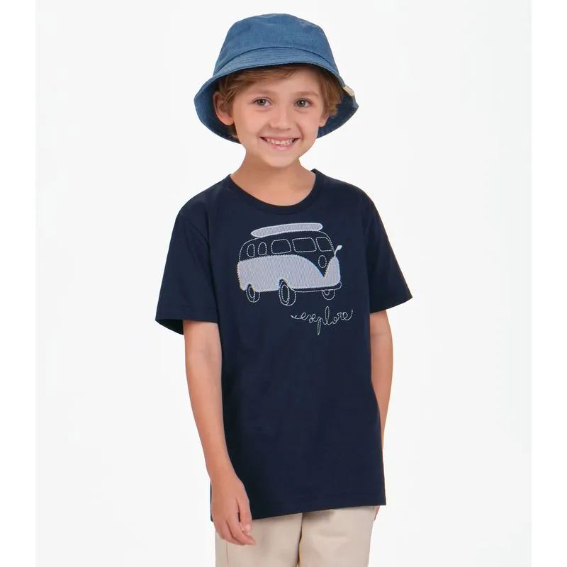 Camiseta Menino em Meia Malha Trick Nick Azul 2