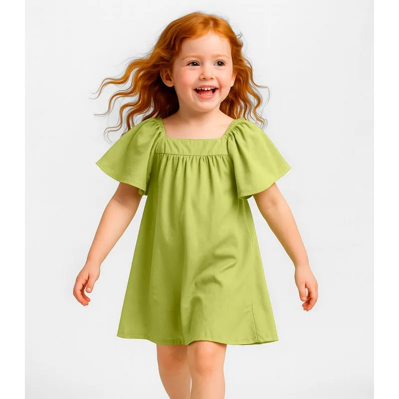 Vestido Infantil em Viscose Infinita Cor Amarelo 3