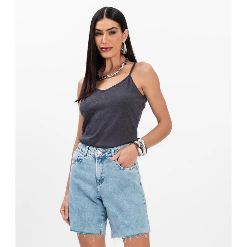 Blusa de Alça Infinita Cor Cinza M