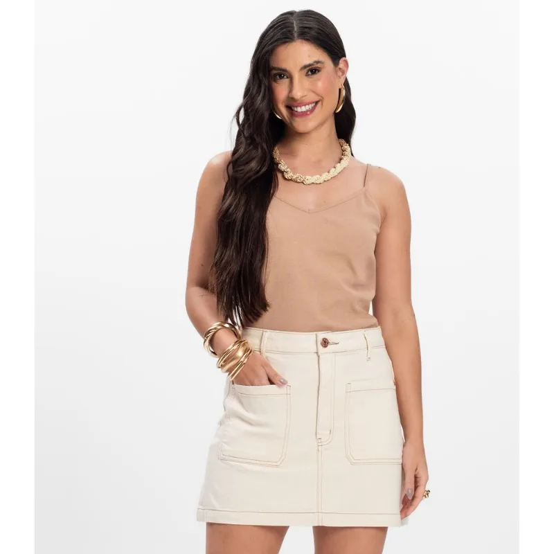 Blusa de Alça Infinita Cor Bege P