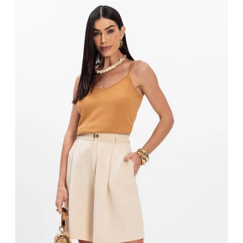Blusa de Alça Infinita Cor Chocolate GG