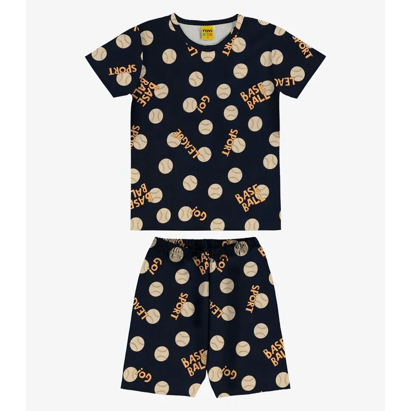 Pijama Meia Malha Rovi Kids Azul 16
