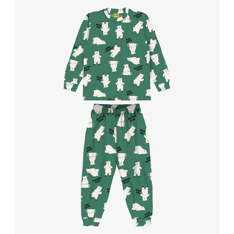 Pijama Em Fleece Comfort Rovi Kids Verde 8