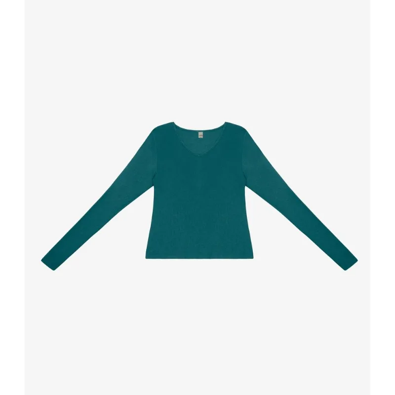 Blusa Manga Longa Feminina Decote V Rovitex Verde M