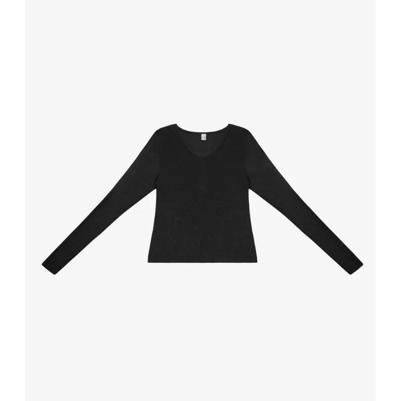 Blusa Manga Longa Feminina Decote V Rovitex Preto GG