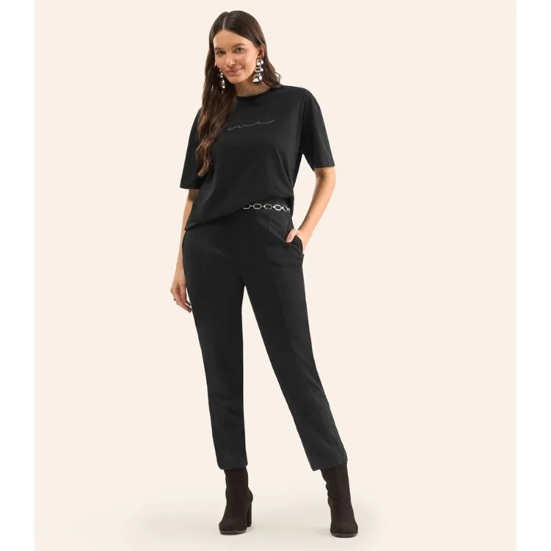 T-Shirt Feminina Manga Curta Estilosa Rovitex Preto G