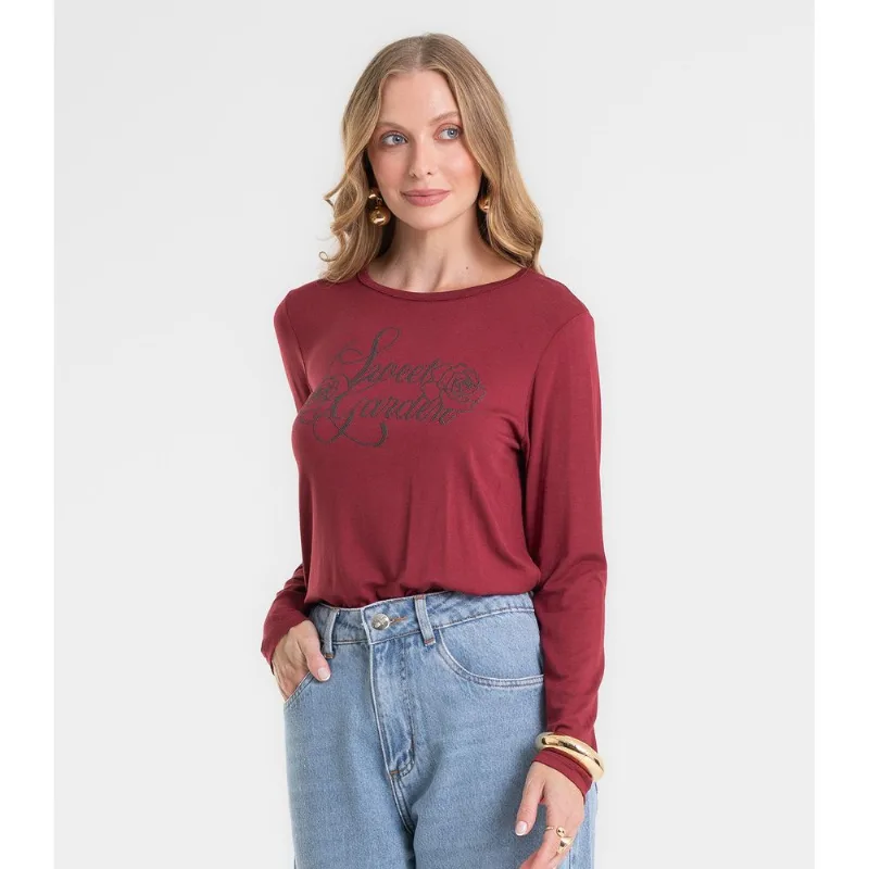 Blusa Feminina Manga Longa Em Viscotorcion Rovitex Vermelho P