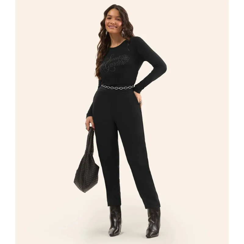 Blusa Feminina Manga Longa Em Viscotorcion Rovitex Preto P