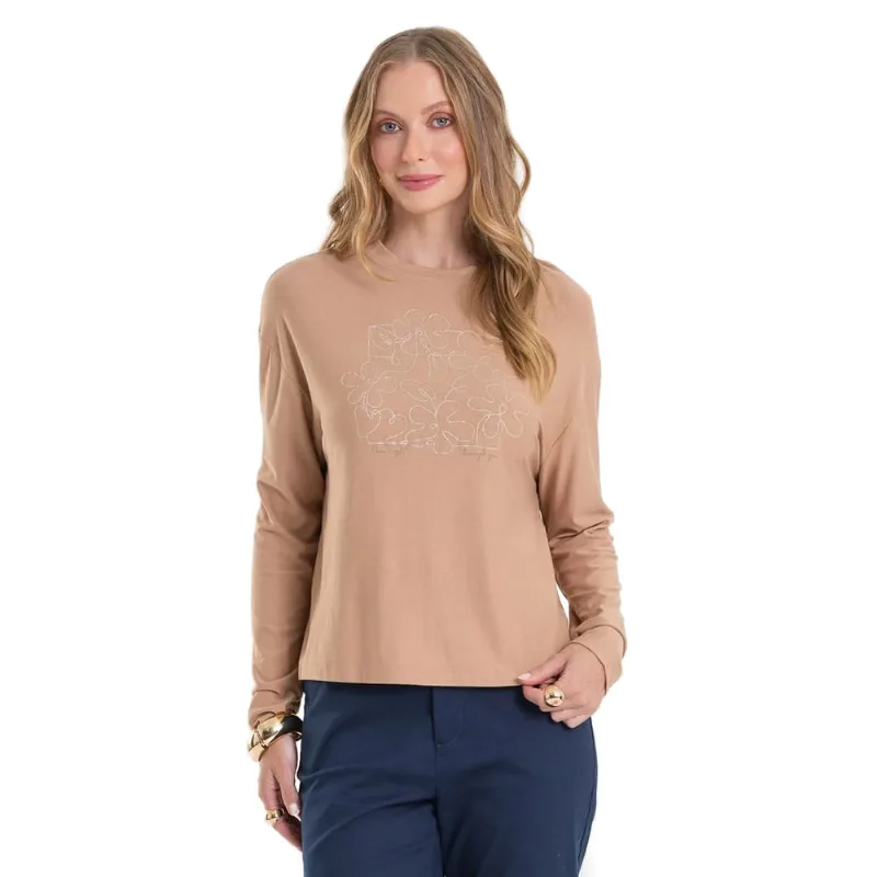 Blusa Feminina Rovitex Estampada Marrom Claro - P