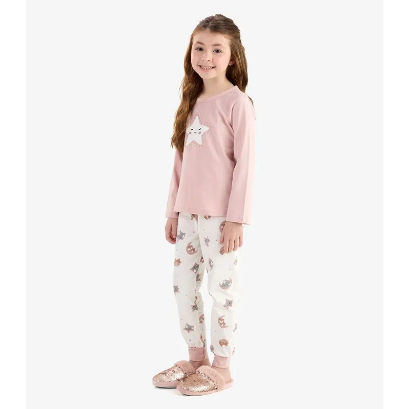 Pijama Cotton em Meia Malha Rovi Kids Rosa 4