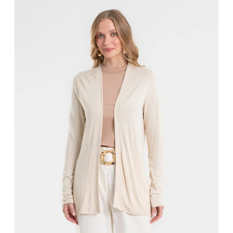 Cardigan Feminino Visco Tricot Básico Rovitex Marrom G
