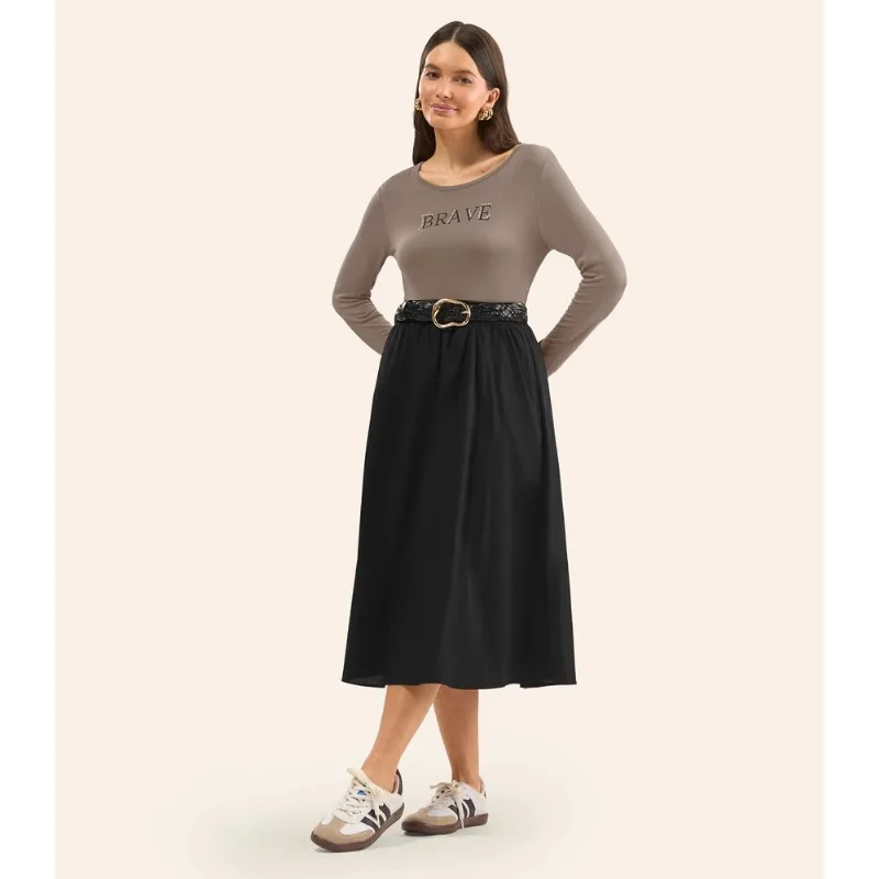 Blusa Feminina Manga Longa Estampada Rovitex Marrom P