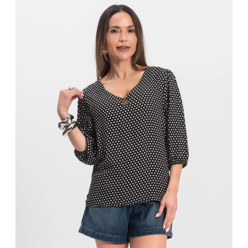 Blusa Manga Curta Infinita Cor Preto G