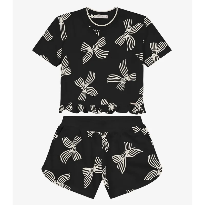 Conjunto Blusa com Shorts em Moletinho Trick Nick Preto 14