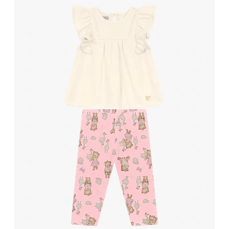 Conjunto Infantil Bata com Legging Trick Nick Bege 1