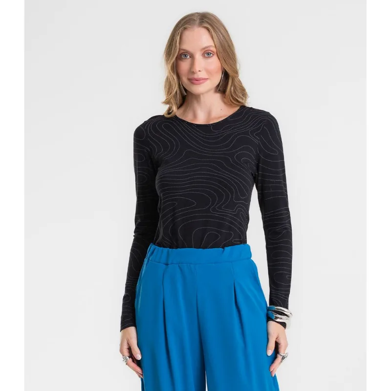 Blusa Feminina Manga Longa Em Viscotorcion Rovitex Preto G