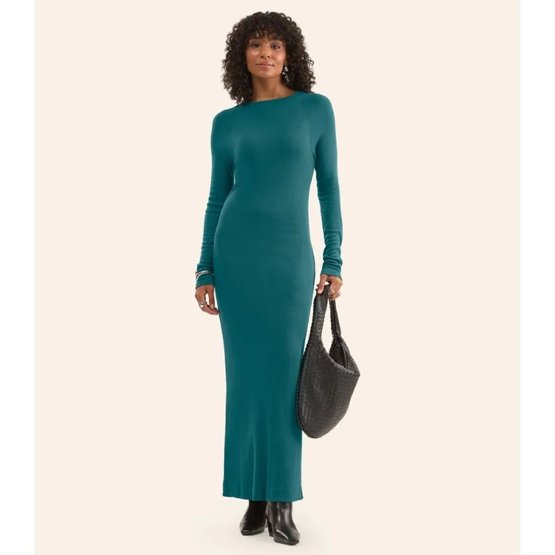 Vestido Midi Feminino Manga Longa Ribana Rovitex Verde GG