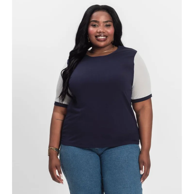 Blusa Feminina Infinita Cor Azul Plus G3
