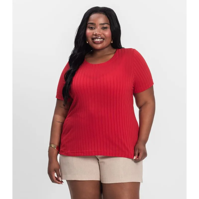 Blusa Malha Delicate Plus Infinita Cor Vermelho Plus G1