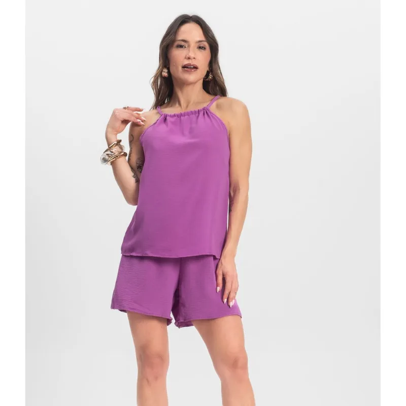 Conjunto Blusa com Shorts Infinita Cor Roxo P