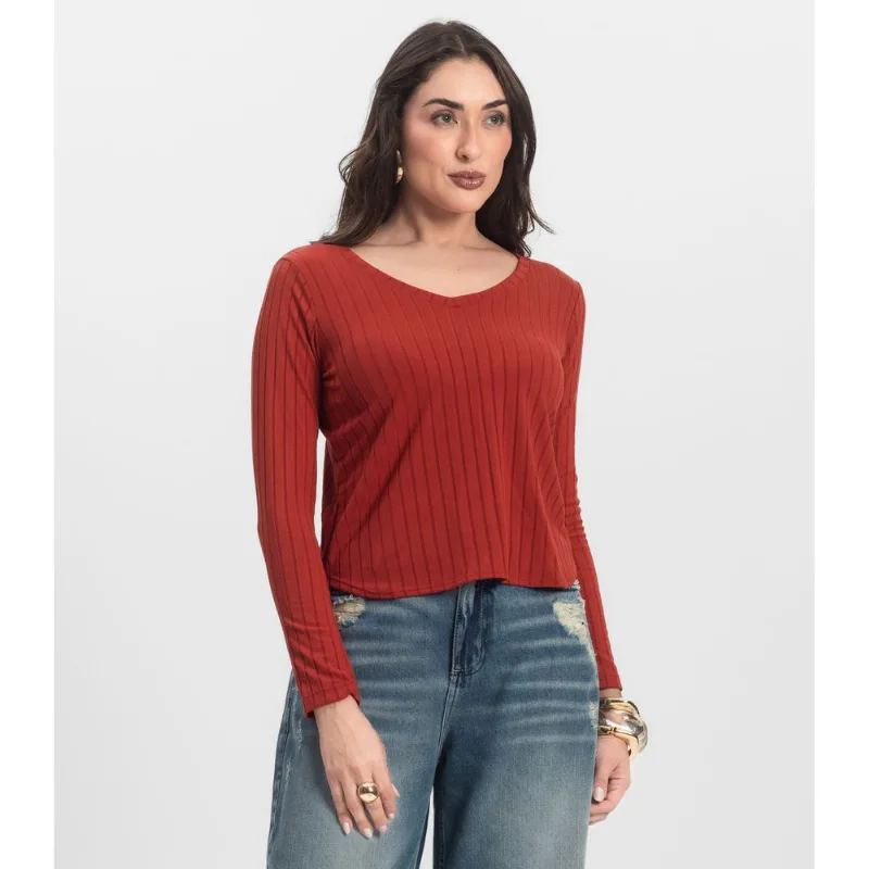 Blusa Manga Longa Infinita Cor Laranja G