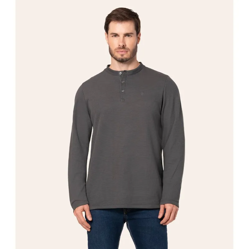 Camiseta Masculina Manga Longa Malhão Diametro Cinza GG