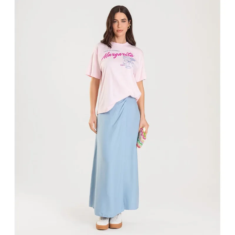Blusa Feminina Manga Curta Oversized Dianna Rosa P