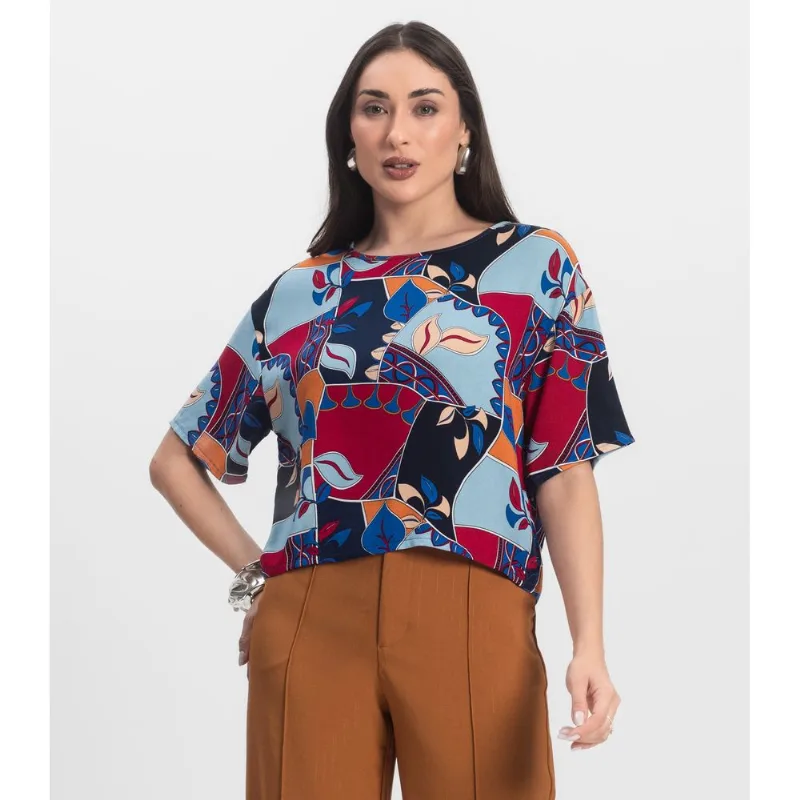 Blusa Feminina Estampada Infinita Cor Azul GG
