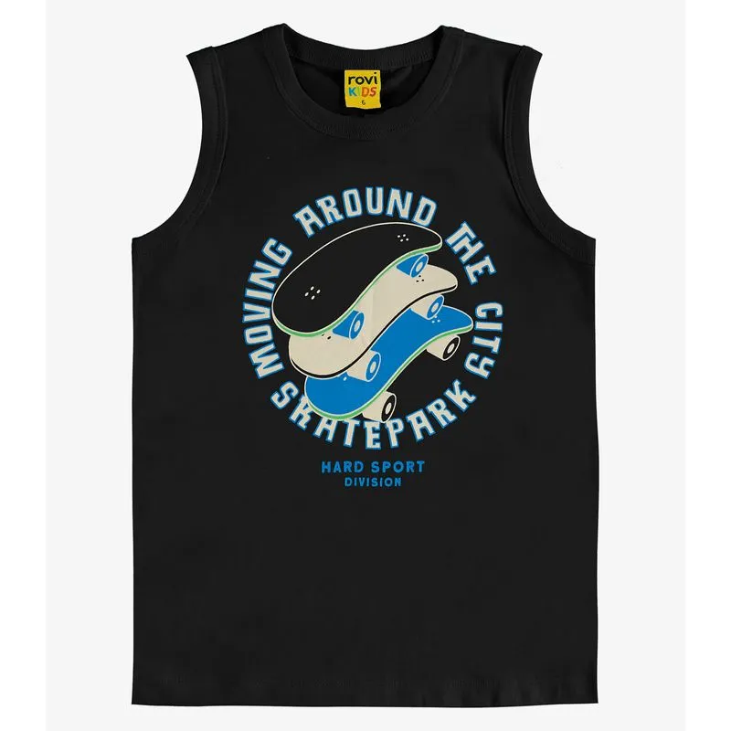 Regata Infantil Em Meia Malha Rovi Kids Preto 12
