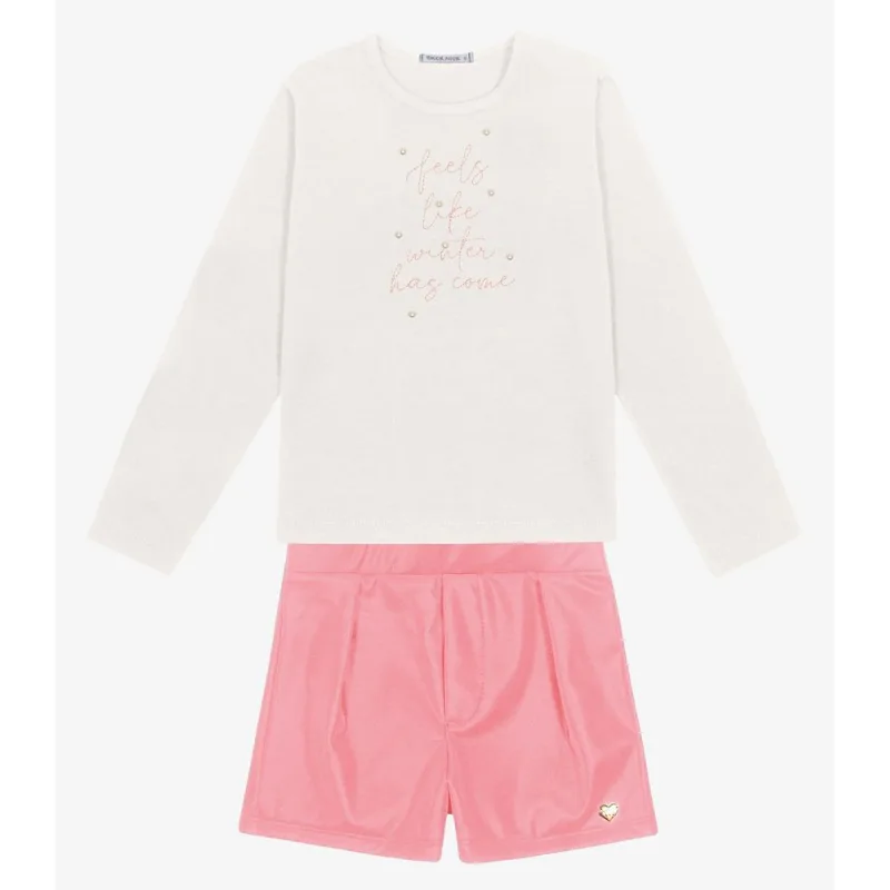 Conjunto Blusa com Shorts Menina Trick Nick Bege 6