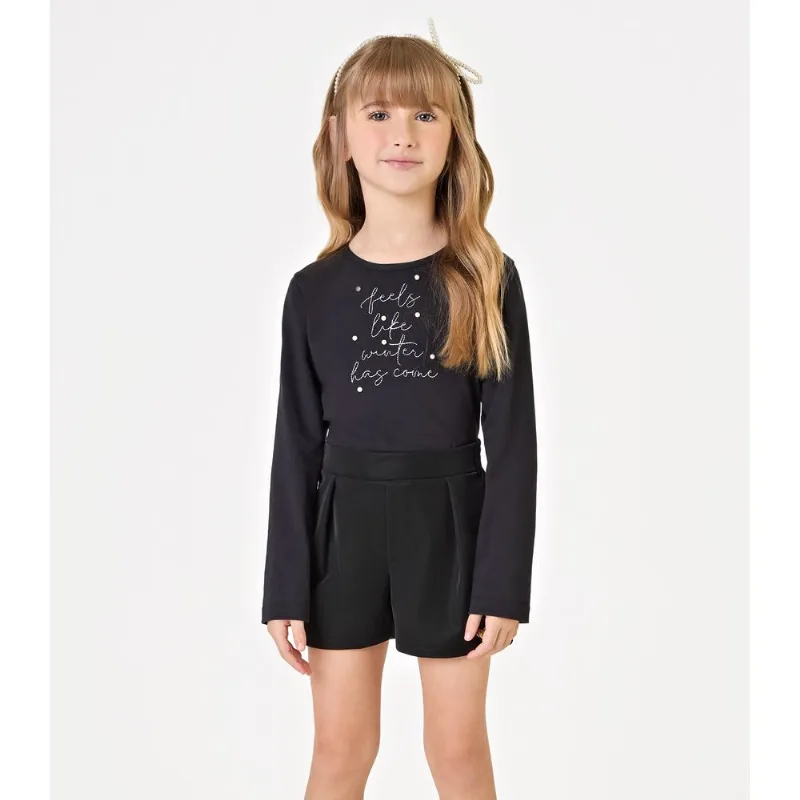 Conjunto Blusa com Shorts Menina Trick Nick Preto 6