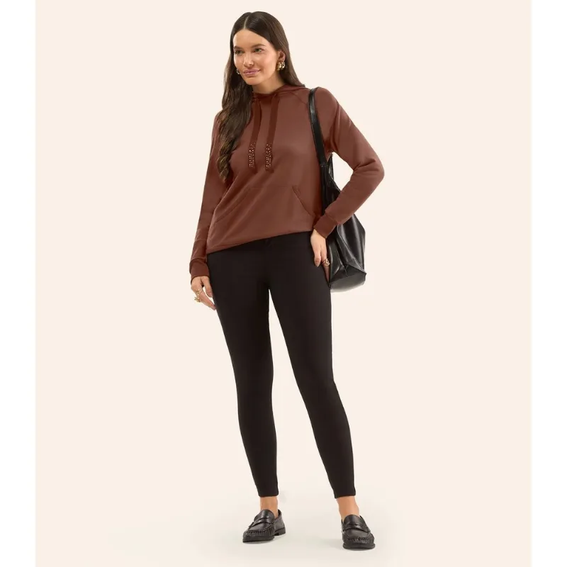 Blusão Feminino Com Capuz Em Molecotton Rovitex Marrom G