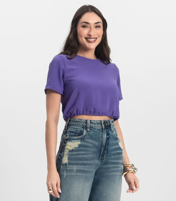 Blusa Feminina Manga Curta Infinita Cor Roxo P