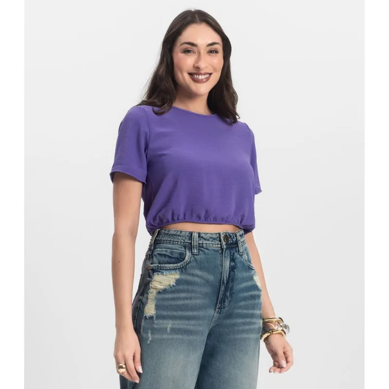 Blusa Feminina Manga Curta Infinita Cor Roxo M