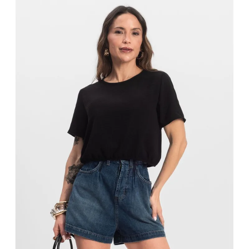 Blusa Feminina Manga Curta Infinita Cor Preto M