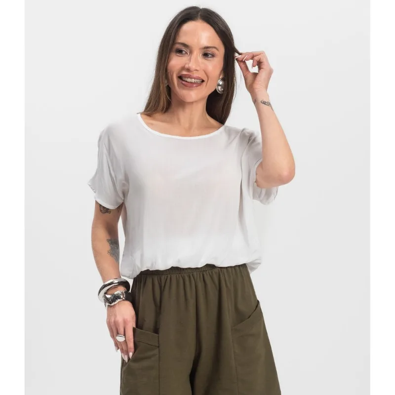 Blusa Feminina manga curta Infinita Cor Branco G