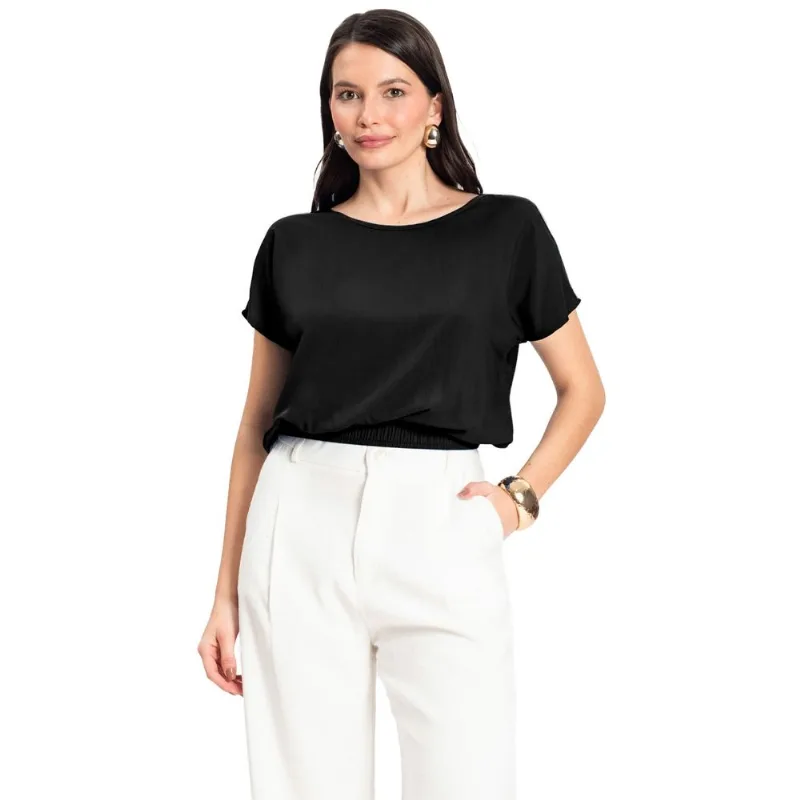 Blusa Feminina manga curta Infinita Cor Preto G