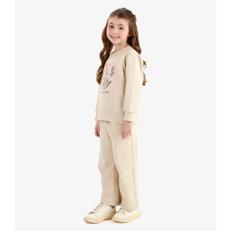 Conjunto Blusão Com Calça Wide Moletom Rovi Kids Bege 1