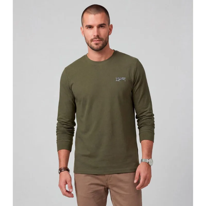 Camiseta Masculina Manga Longa Meia Malha Diametro Verde P