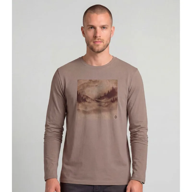 Camiseta Manga Longa Com Estampa Diametro Marrom GG