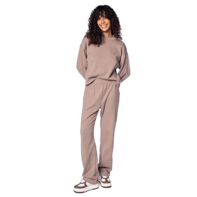Conjunto Feminino Rovitex Blusão Com Calça Marrom Claro - G