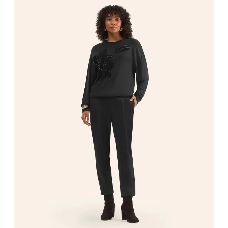 Blusão Feminino Em Molecotton Estampado Rovitex Preto GG