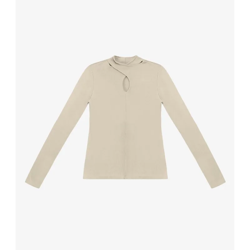 Blusa Feminina Manga Longa Em Ribana Rovitex Bege P