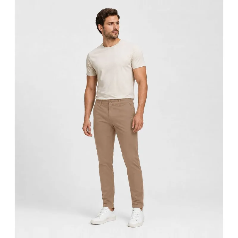 Calça Masculina Sarja Slim Diametro Marrom 46