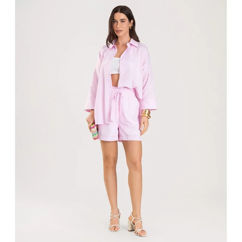 Camisa Feminina manga 7/8 Listrada Dianna Rosa PP