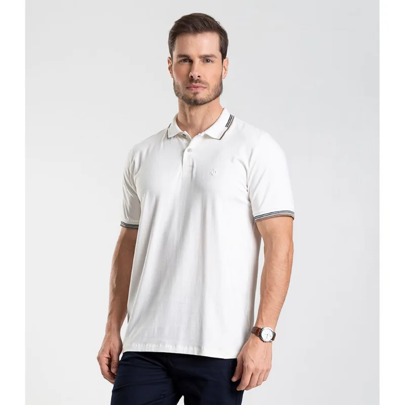 Polo Masculina Básica Cotton Diametro Bege G