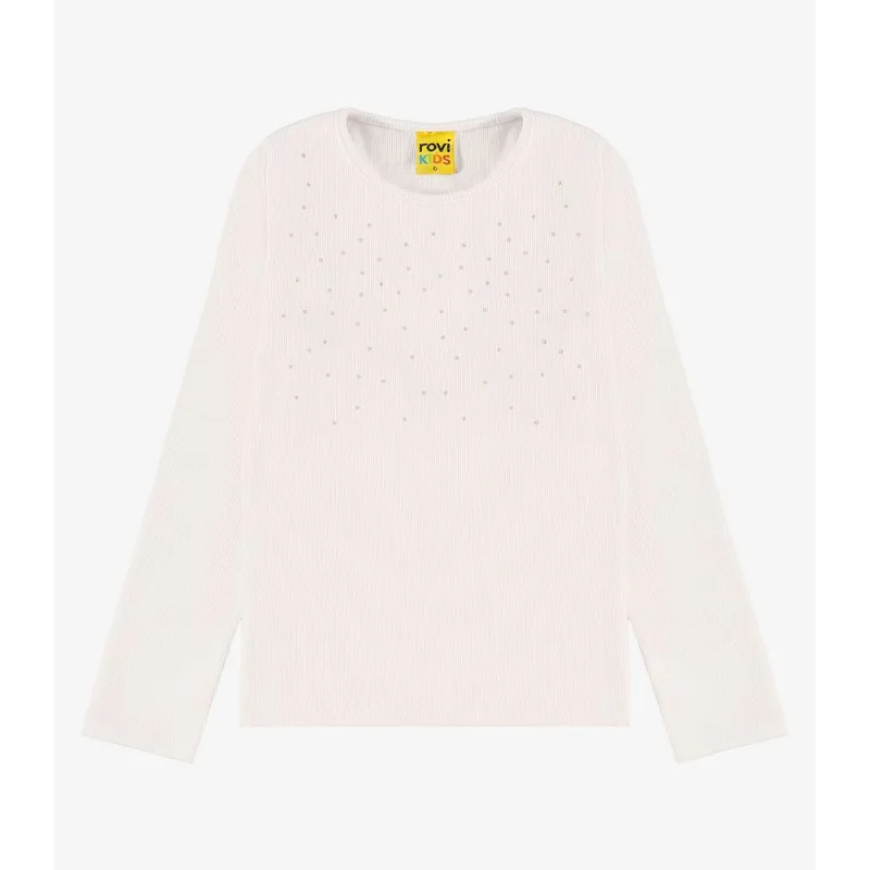 Blusa de Manga Longa em Ribana 2x1 Rovi Kids Bege 6